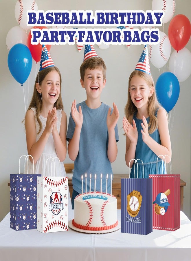 Pineraap 24Pcs Baseball Gift Bags with Handles, 8.3x5.9x3.1 In, Red Blue Baseball Party Favor Bags for Boys Girls, Sport Theme Paper Bag for Games Day, Team Snacks, Birthday Party Decor - Image 4